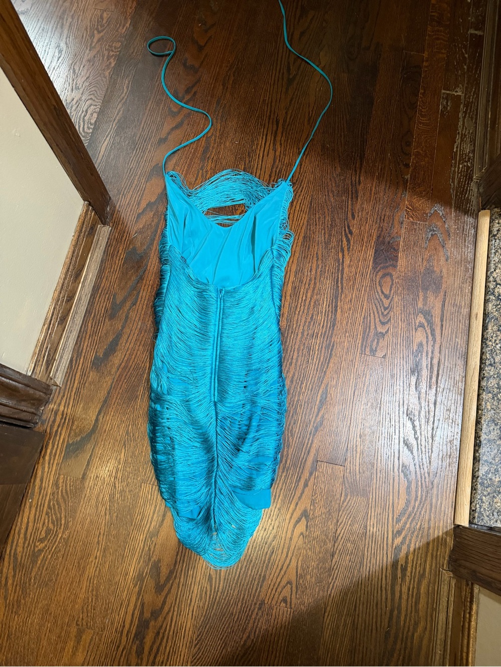 REVOLVE Turquoise Halter Fringe Mini Dress - Picture 2 of 5